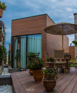 Casa madera sostenible, arquitectura moderna